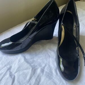Vintage Ralph Lauren Black Wedge Mary Janes